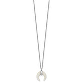 Sterling Silver RH-plated Mother Of Pearl Moon w/2in ext Necklace